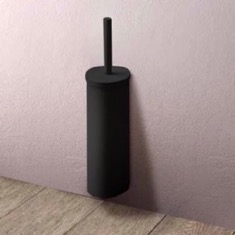 Toilet Brush Holder, Wall Mounted, Round, Matte Black